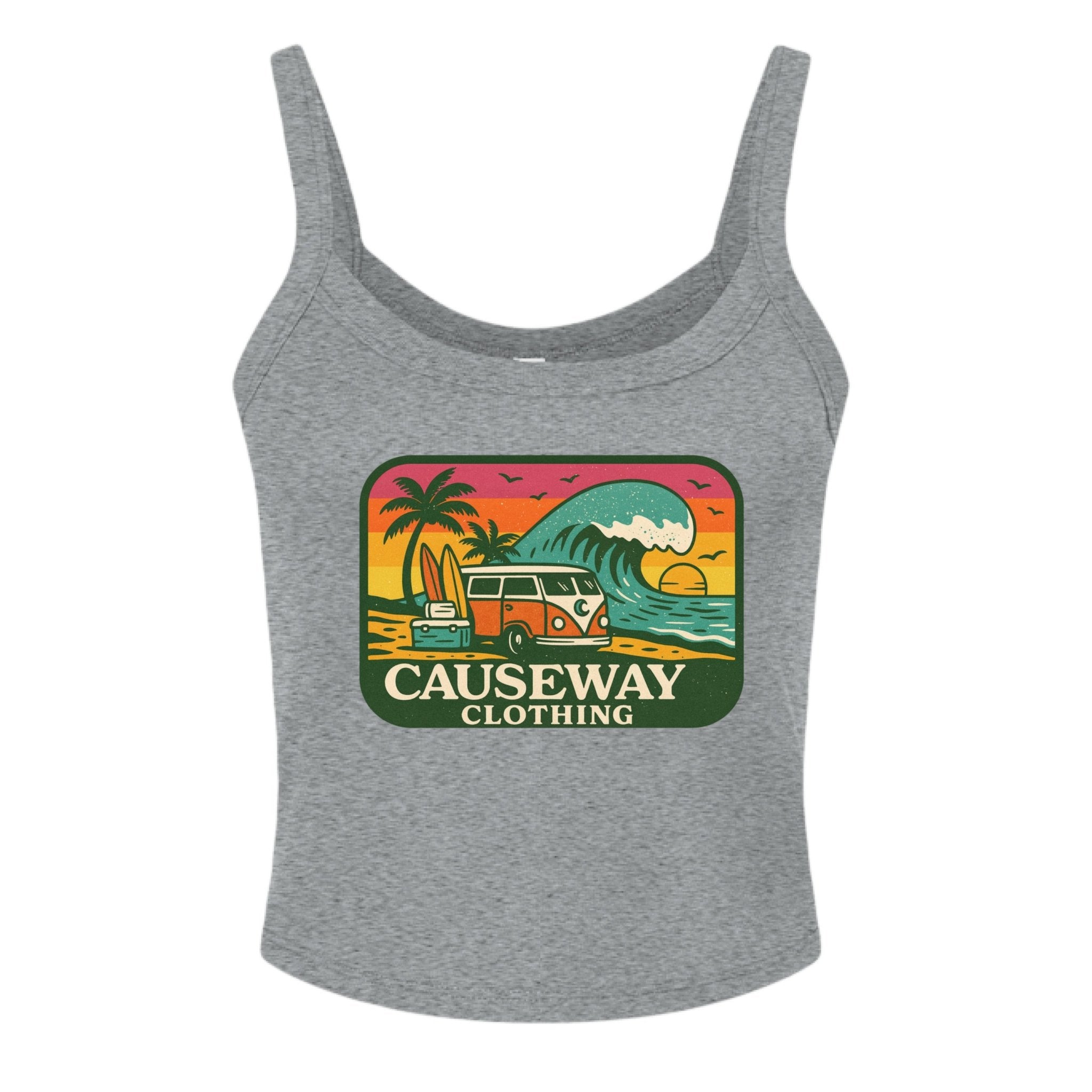 Beach van women’s muscle tank coastal surf apparel - Causeway Clothing